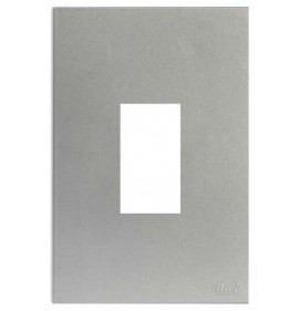Placa 1 Módulo Vertical com Suporte 4x2 - RECTA PRATA SATIN FOSCO